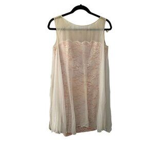 Vintage Lace & Sheer Pink Dress Size 14 1970's